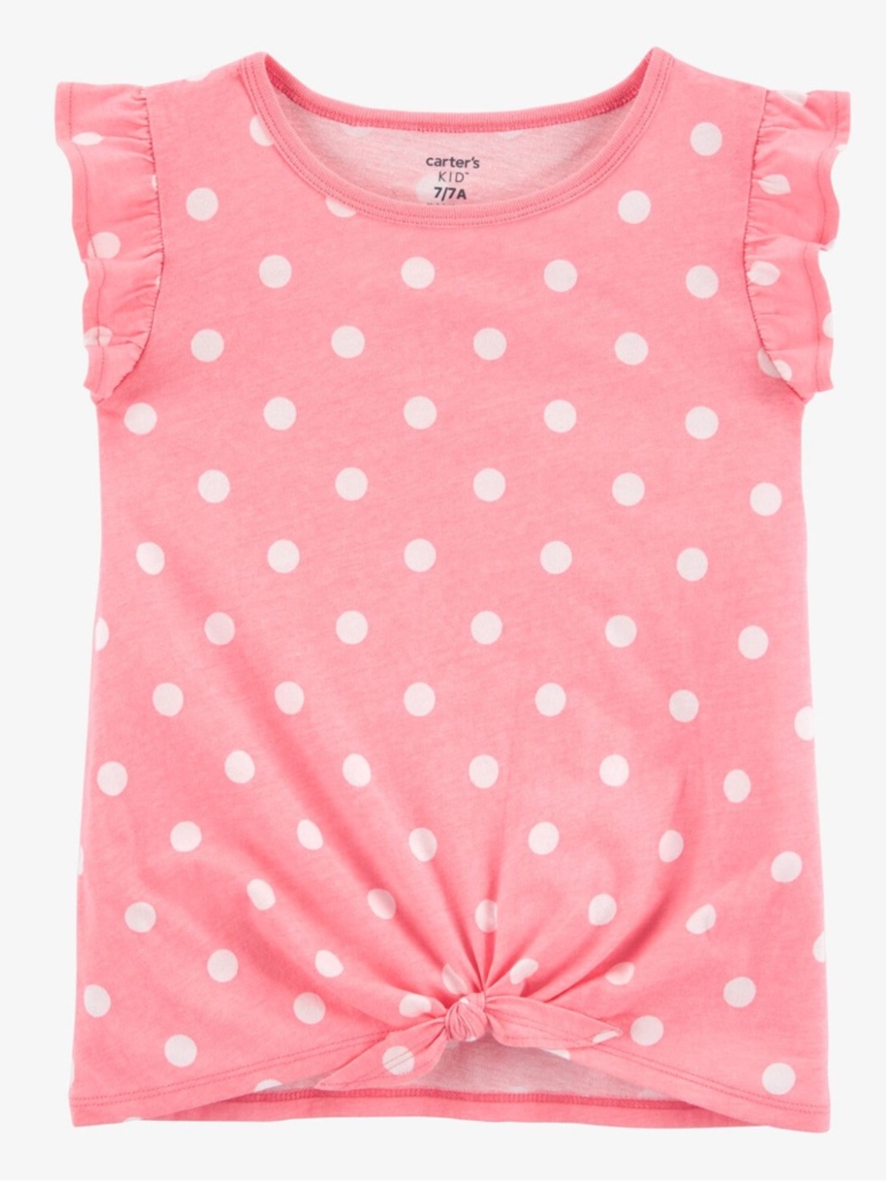 Carter’s | 🍑 Peachy-Pink Polka Dot Top with Flutter Sleeves | Girls’s Size 8
